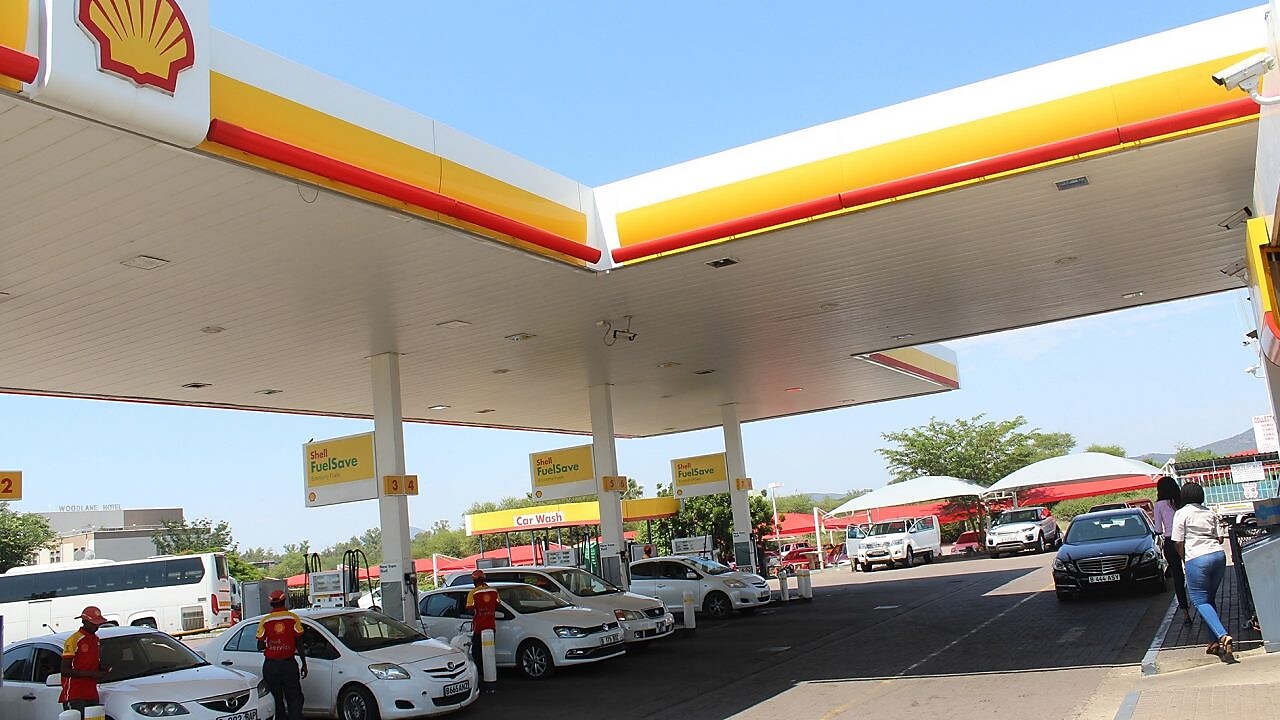 The forecourt of a shell service station