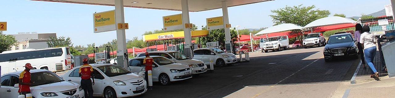 The forecourt of a shell service station