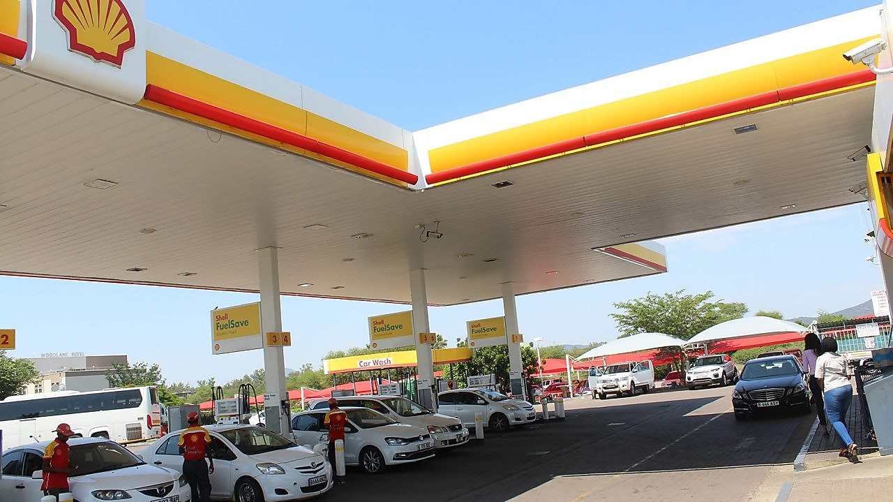 The forecourt of a shell service station
