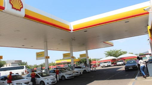 The forecourt of a shell service station